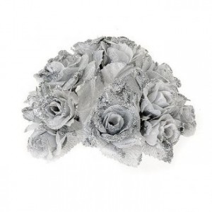 Christmas decoration candle holder ring roses silvery glitter