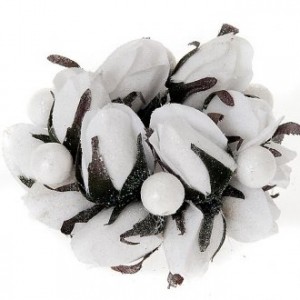 Christmas decoration candle holder ring small roses silver glitt