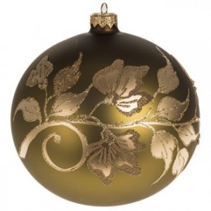 Christmas tree bauble, gold painted glass 15cm