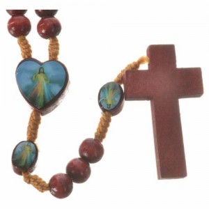 Rosary with Merciful Jesus in wood