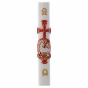 Easter candle lamb cross white wax