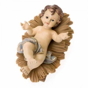 Resin Baby Jesus statue with cradle