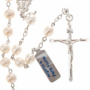 Rosary in silver 800 with freshwater pearls