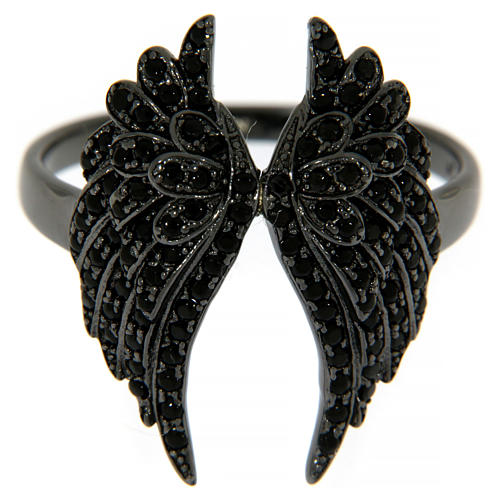 AMEN ring in 925 silver with rhodium-plated black finishing
