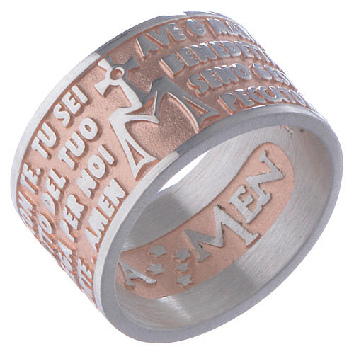 Hail Mary prayer ring in silver rosé AMEN