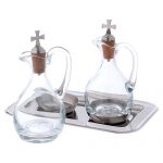 Molina cruets set for water and wine in steel and crystal - 150x150