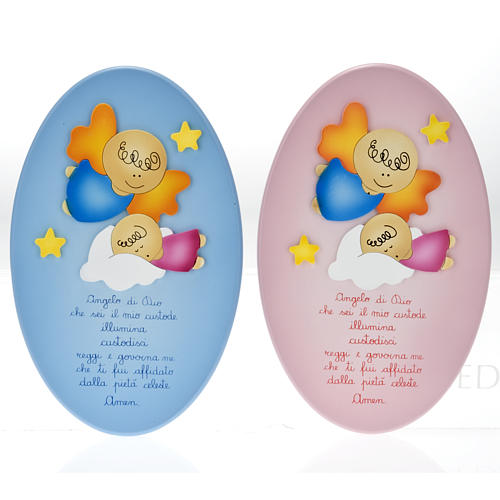 Oval bas-relief panel, angel and sleeping baby