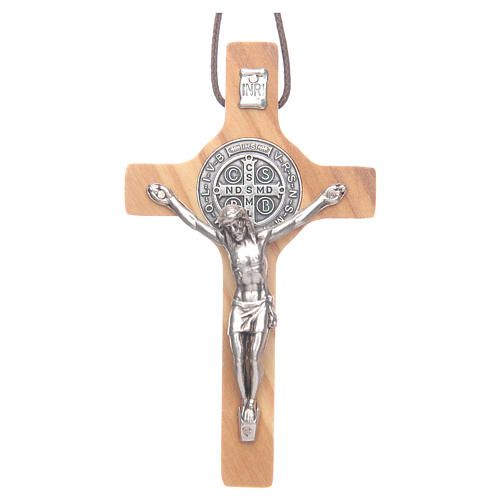 Saint Benedict olive wood cross pendant (2)