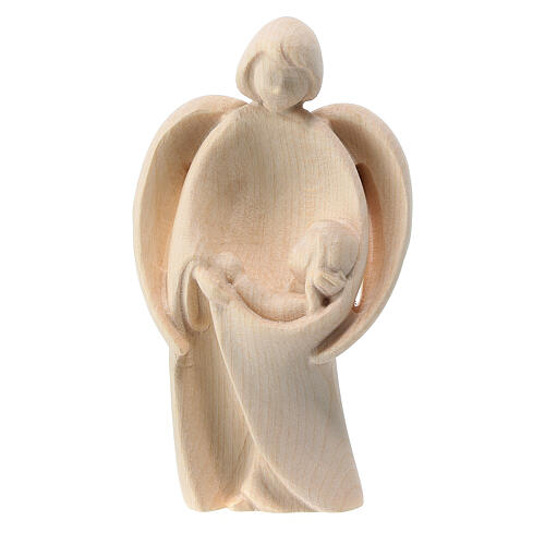 guardian angel with young girl painted maple wood val gardena