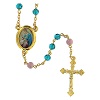 rosary of mary regina mundi turquoise beads glass 6-mm