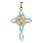 Aquamarine crystal cross pendant