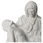 pieta statue of michelangelo in white synthetic marble
