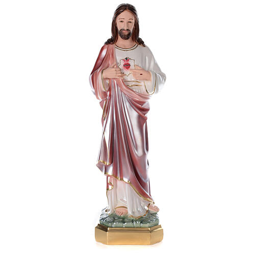 Sacred Heart of Jesus statue in pearlized plaster 80 cm