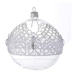 Bauble in blown glass with lace decoration 100mm