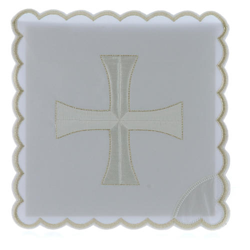 Altar linen white & silver cross embroided