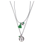 Necklace with Tree of Life and green tassel