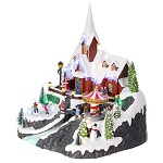 christmas village set with waterfall