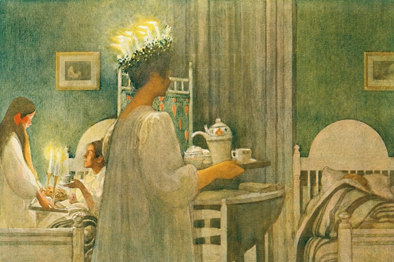 St Lucia with a crown. Painting.