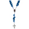 Medjugorje rosary beads with blue roses with cross in rhinestones