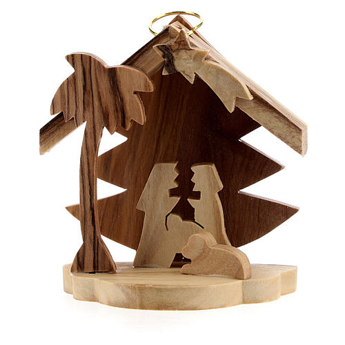 christmas tree decoration holy family silhouette bethlehem olivewood 7 cm