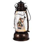 Snow globe lantern with snowmen 25x10 cm