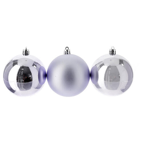 Set of 6 Christmas tree balls of 80 mm, lilac recycled plastic 