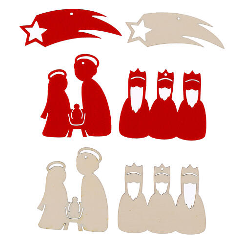 spira nativity christmas tree decorations-2.5-in medium felt and wood 20 pcs 