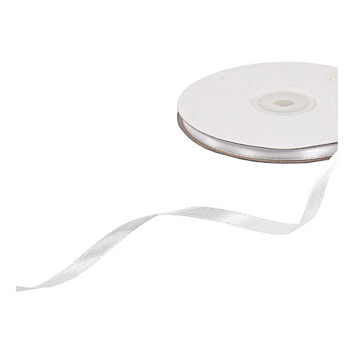 White ribbon of double satin 0.4 in 55 yards for favour 