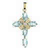 Aquamarine crystal cross pendant