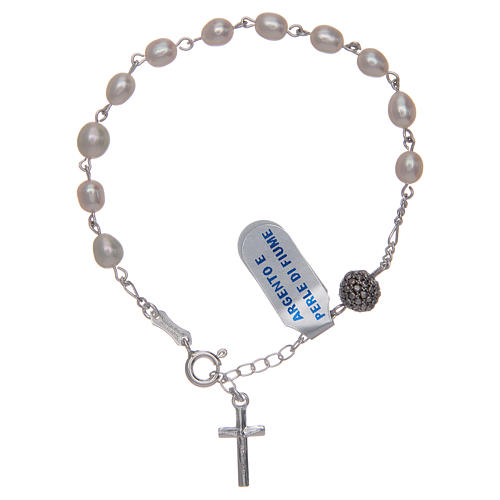 Bracelet 925 sterling silver with white river pearls